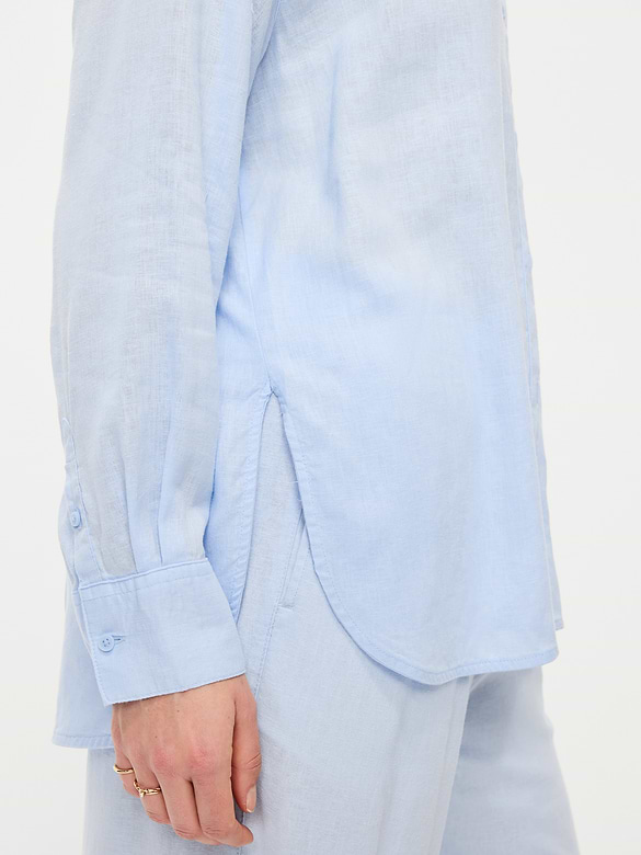 Linen-Blend Loose Button-Down Shirt