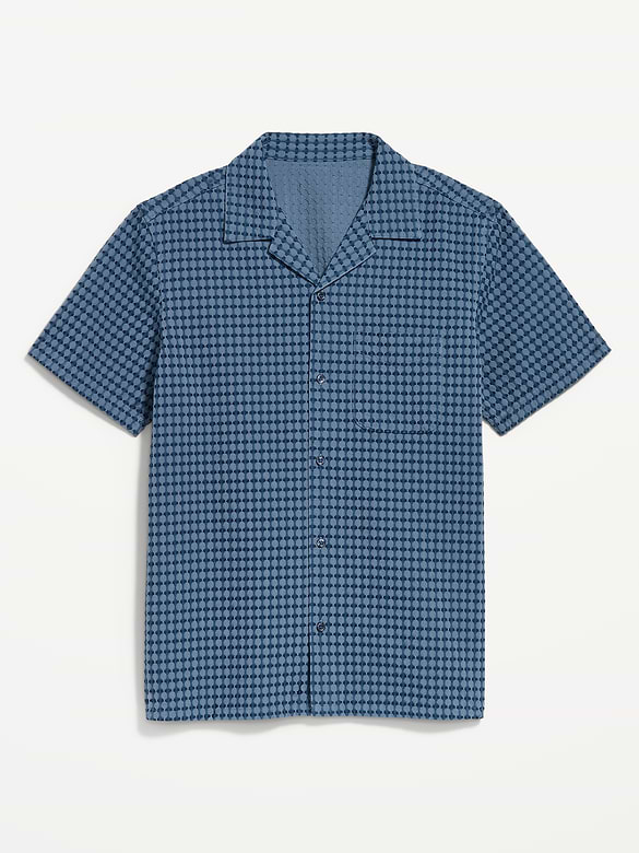 Chemise de vacances en jacquard texturé à manches courtes