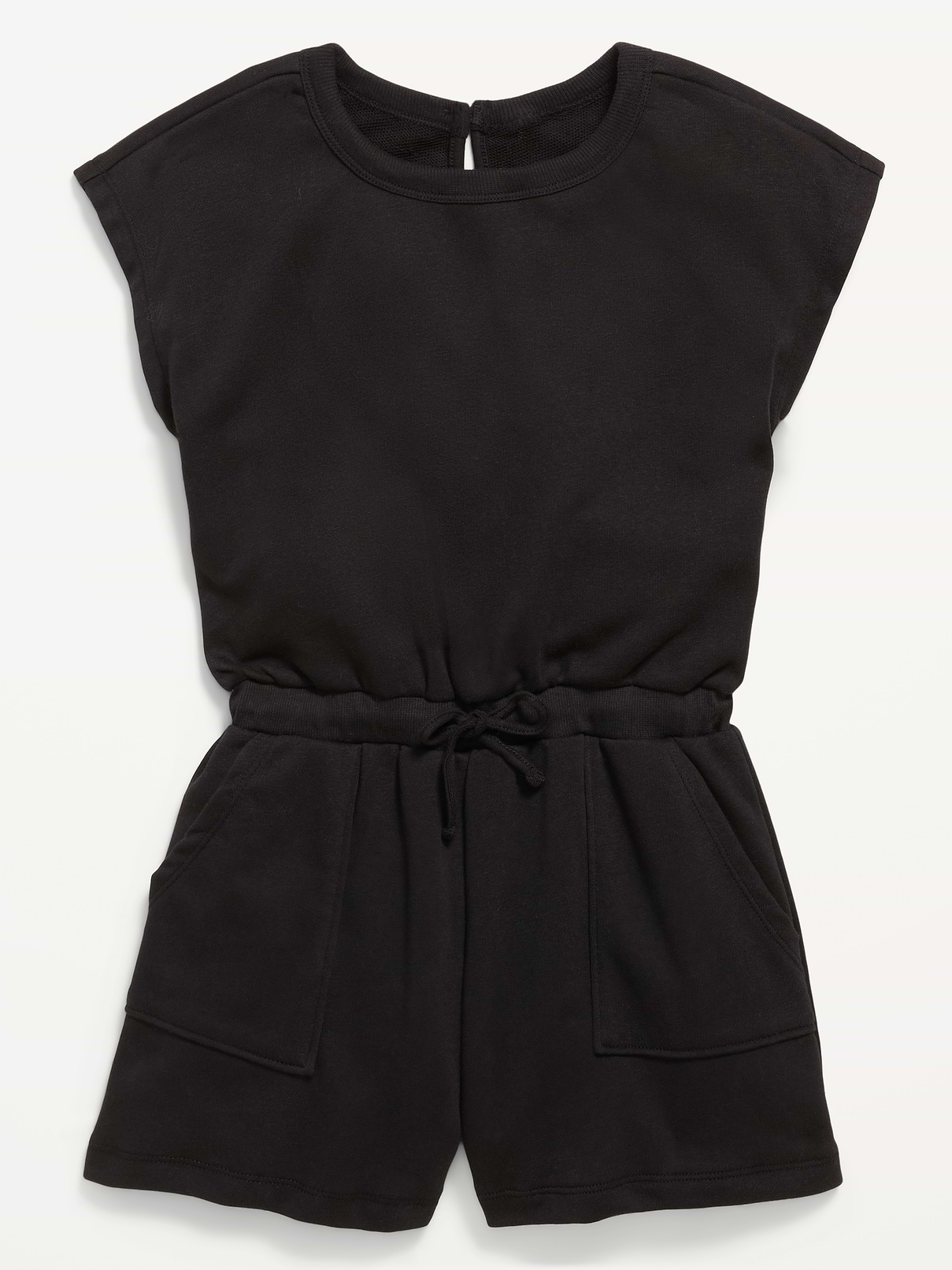 Image number 3 showing, Short-Sleeve French Terry Utility Romper for Girls
