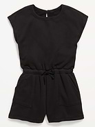 Image number 3 showing, Short-Sleeve French Terry Utility Romper for Girls