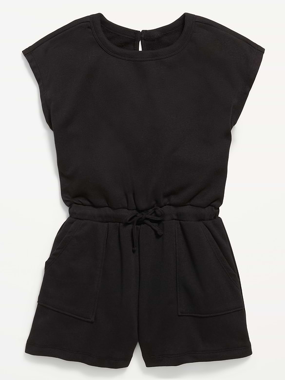 Short-Sleeve French Terry Utility Romper for Girls