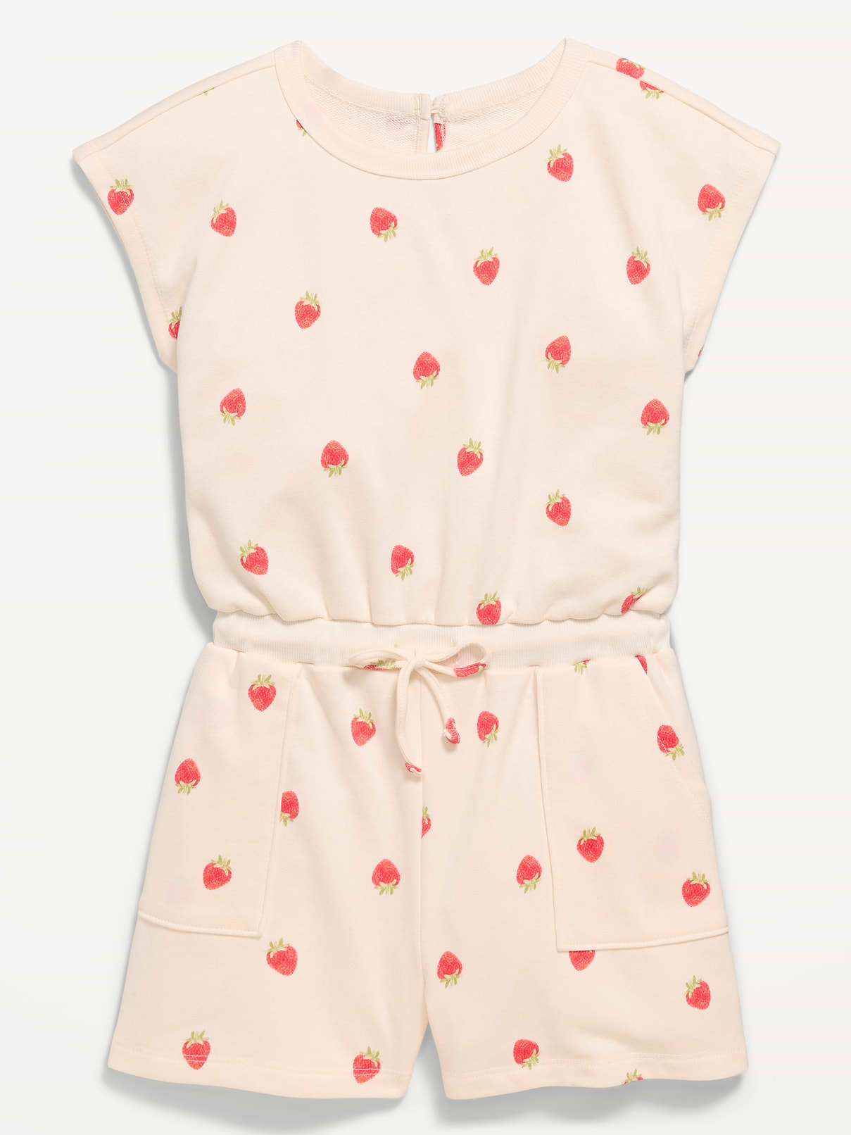 Image number 3 showing, Short-Sleeve French Terry Utility Romper for Girls