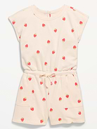 Image number 3 showing, Short-Sleeve French Terry Utility Romper for Girls