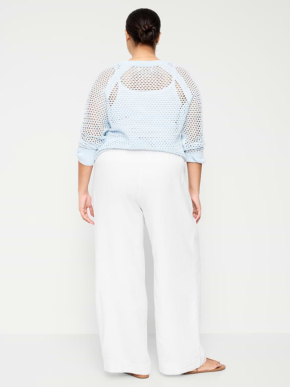 High-Waisted Linen-Blend Wide-Leg Pants