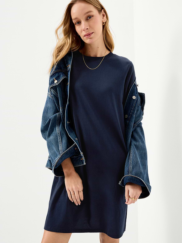 Vintage Crew-Neck Mini T-Shirt Dress