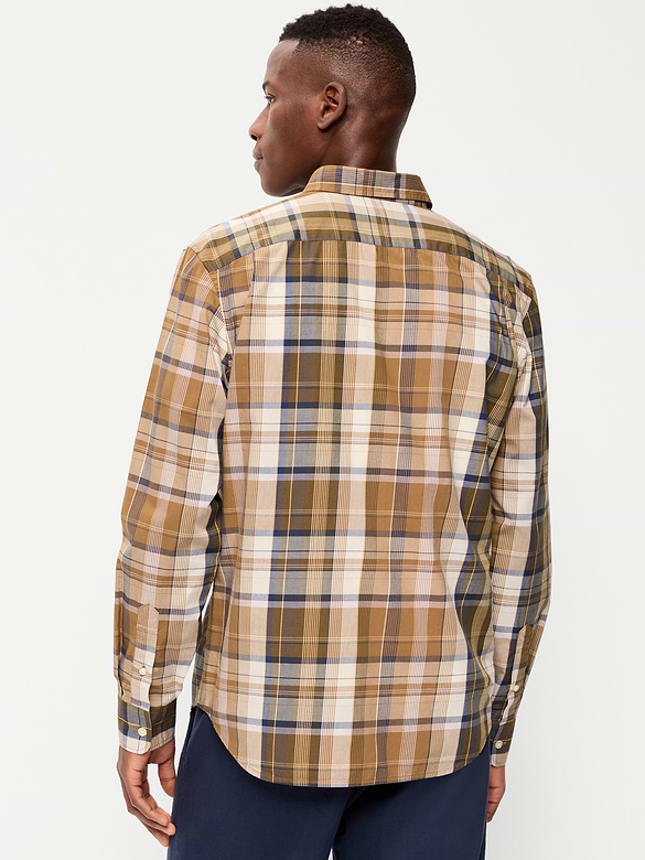 Chemise passe-partout coupe classique en popeline à carreaux