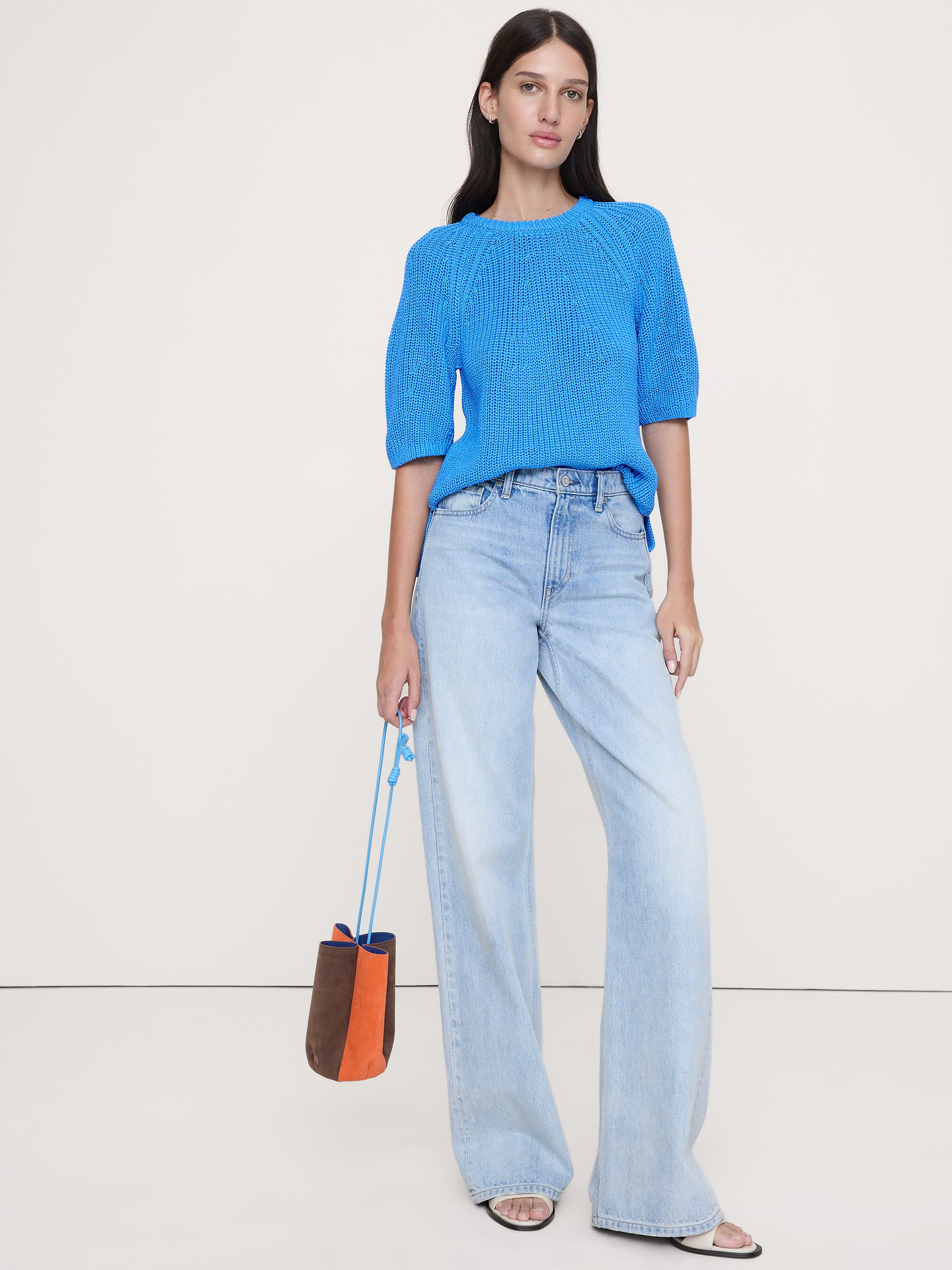 Image number 1 showing, Cotton Puff-Sleeve Sweater
