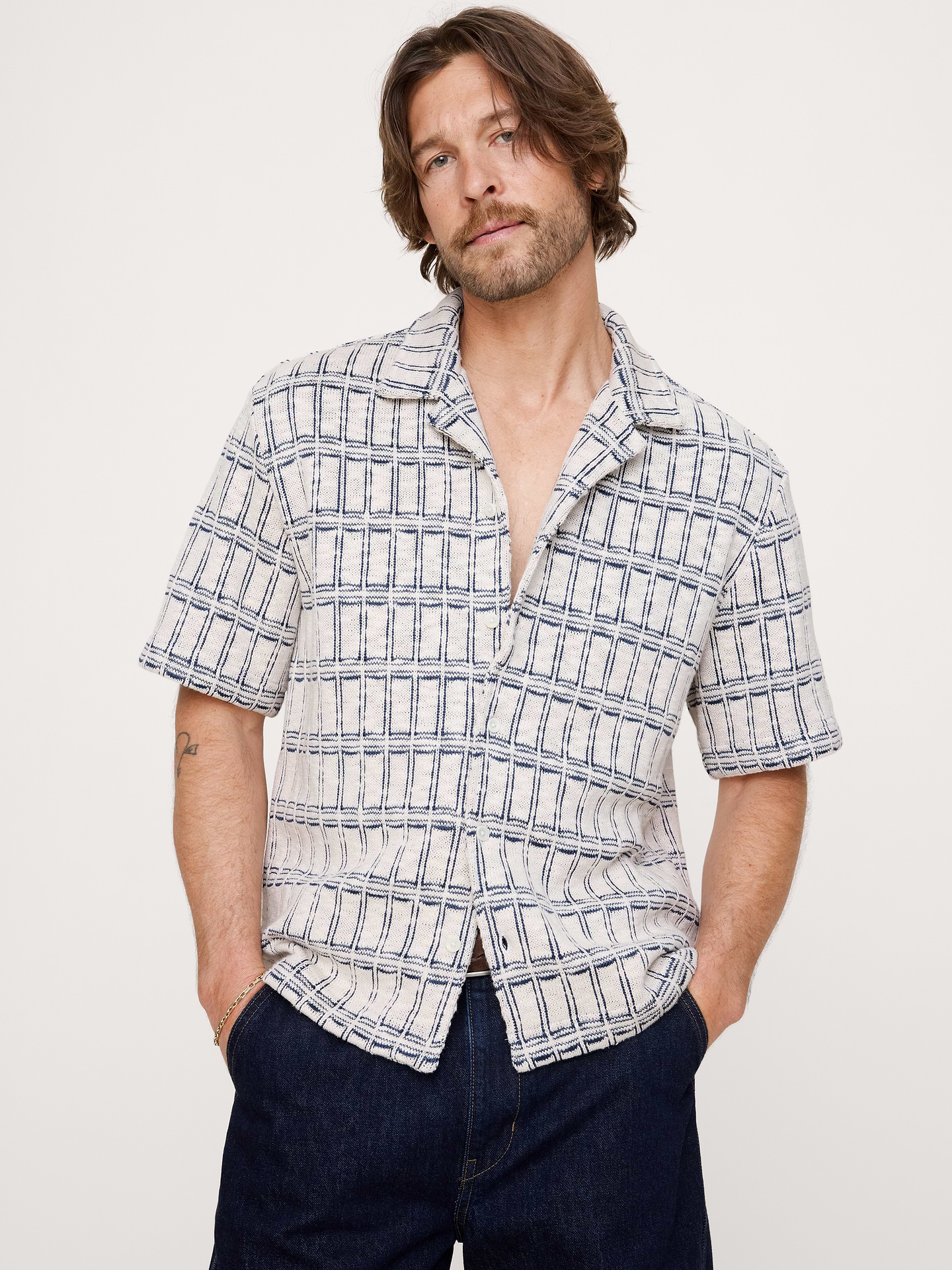 Image number 1 showing, Relaxed-Fit Jacquard Resort Shirt
