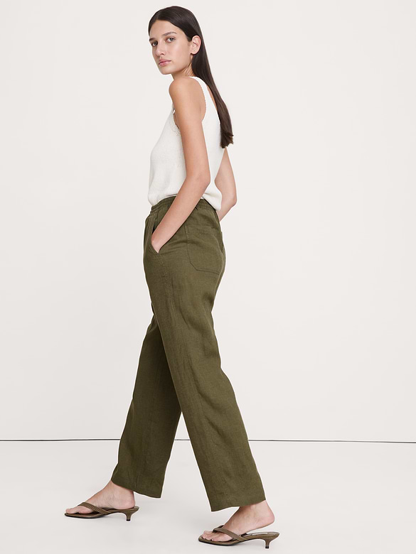The Getaway Straight-Leg Pull-On Pant in Linen
