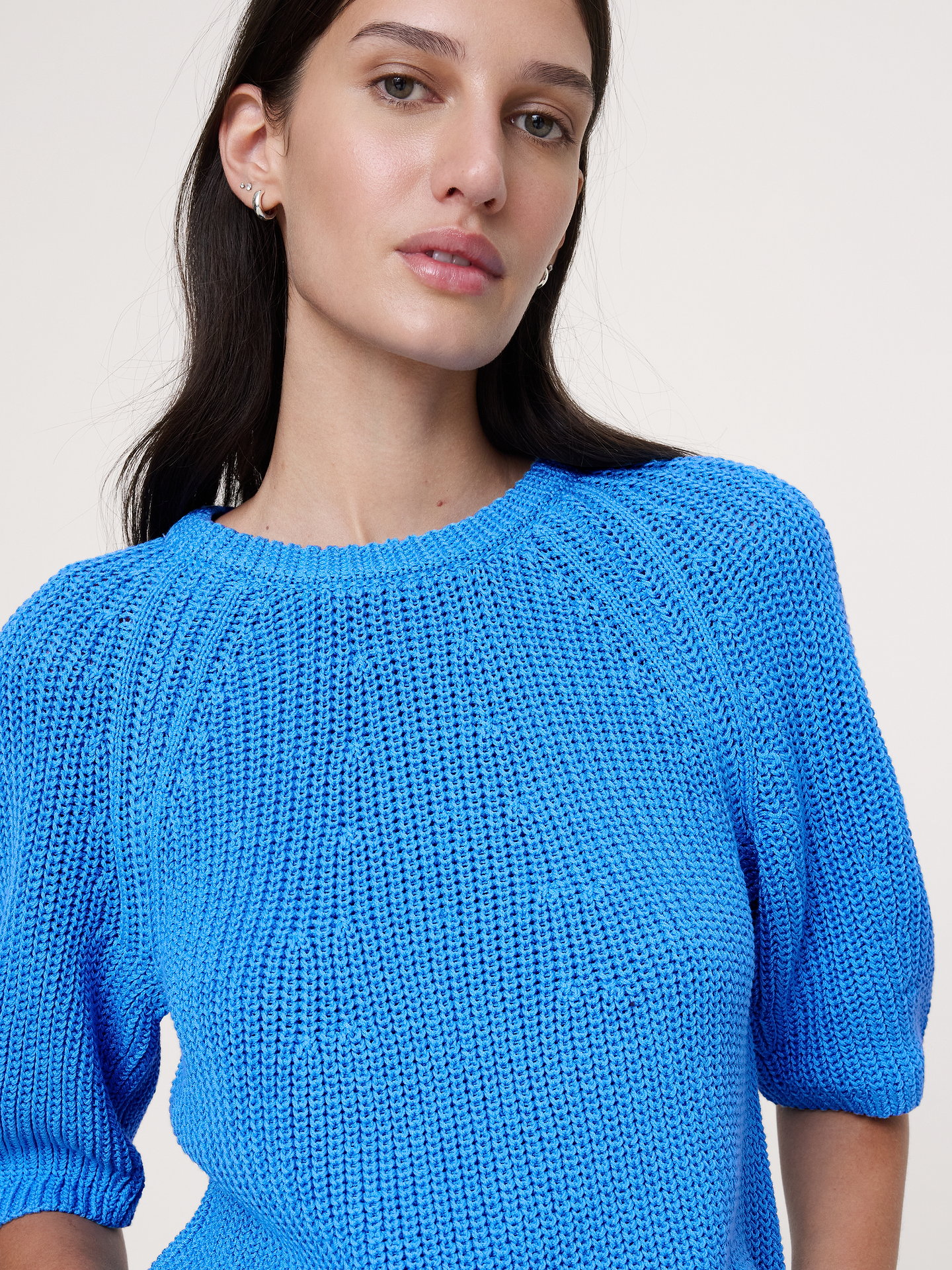 Image number 5 showing, Cotton Puff-Sleeve Sweater