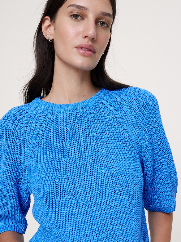 Cotton Puff-Sleeve Sweater