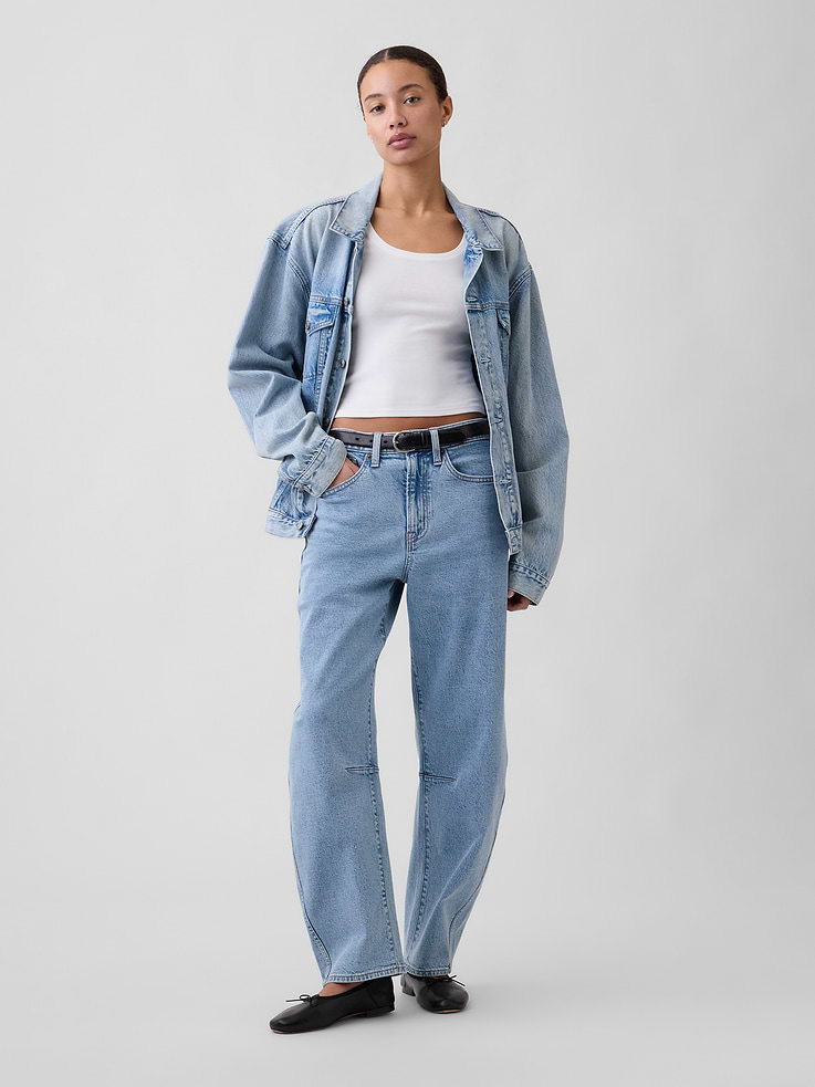 Image number 1 showing, High Rise Barrel Jeans