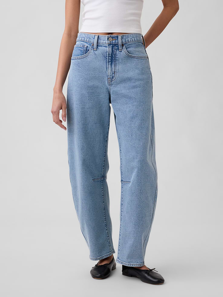 Image number 2 showing, High Rise Barrel Jeans
