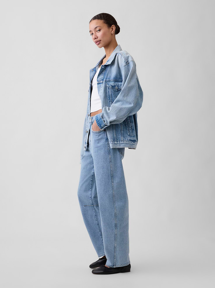 Image number 3 showing, High Rise Barrel Jeans