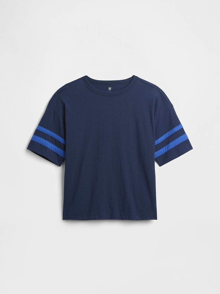 Image 1 of 3, Soft jersey knit., Dropped shoulder, stripes at elbow-length sleeves., Crewneck., This product was made in a factory that invests in gender equity and women’s empowerment through RISE. Learn more at, Product #1175091