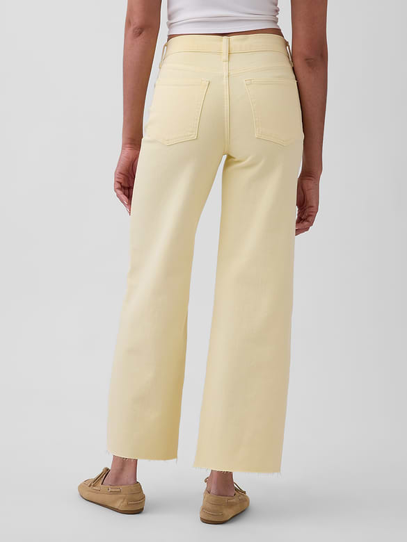High Rise Stride Wide-Leg Ankle Jeans