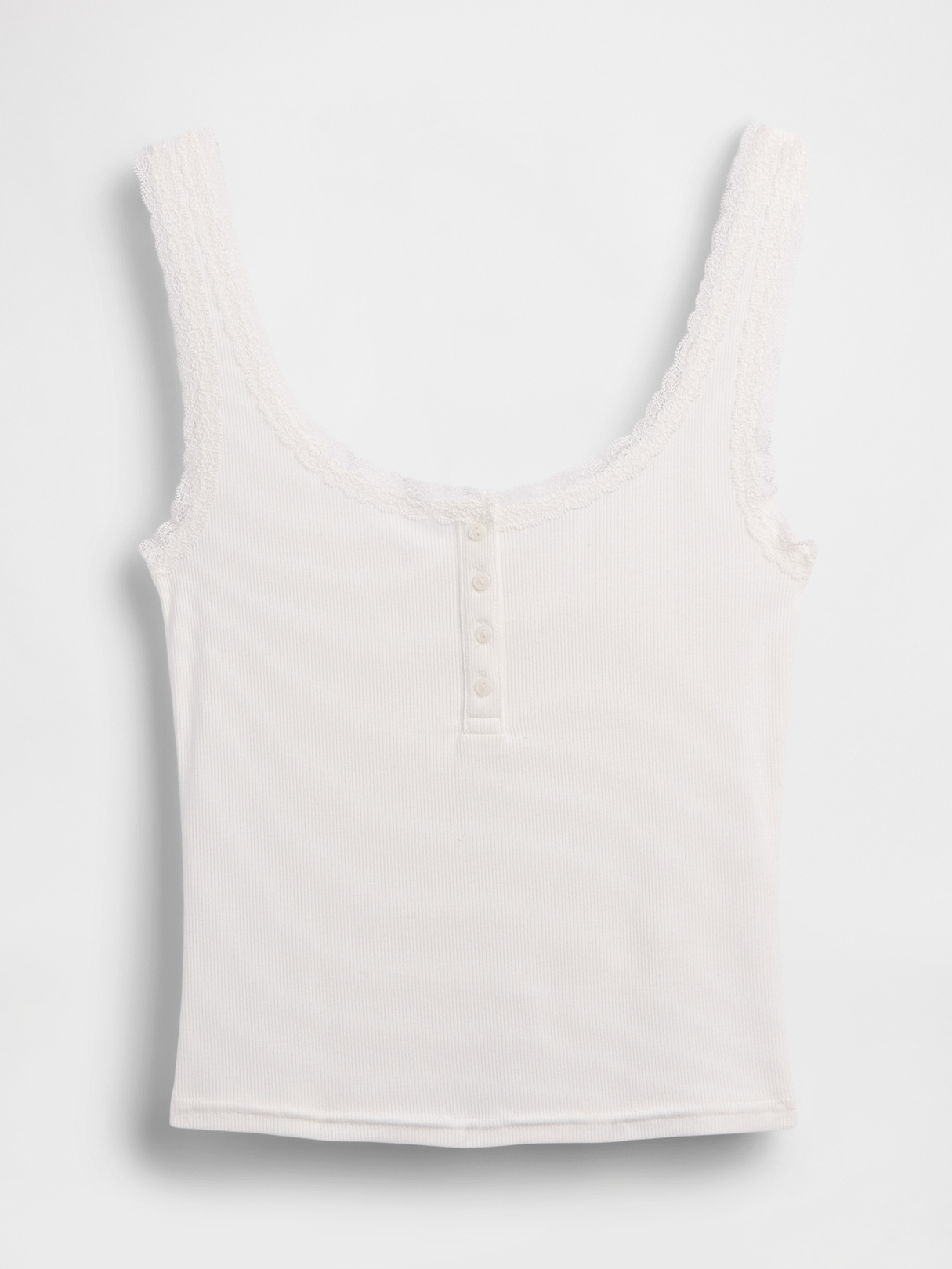 Mini Rib Lace Henley PJ Tank Top | Gap