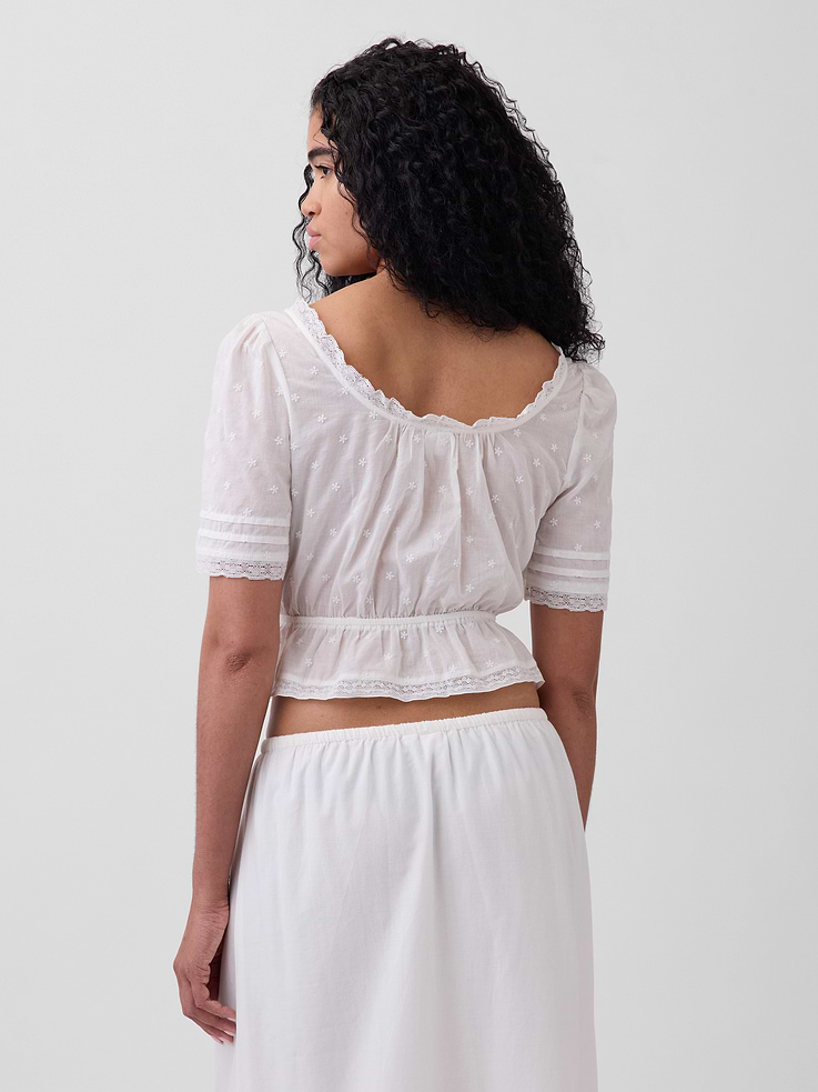 Image number 3 showing, Lace-Trim Peplum Top