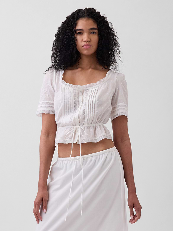 Lace-Trim Peplum Top