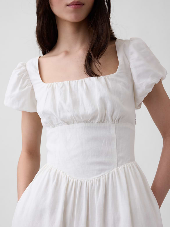 Linen-Blend Drop-Waist Maxi Dress