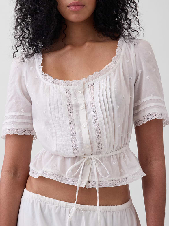 Lace-Trim Peplum Top