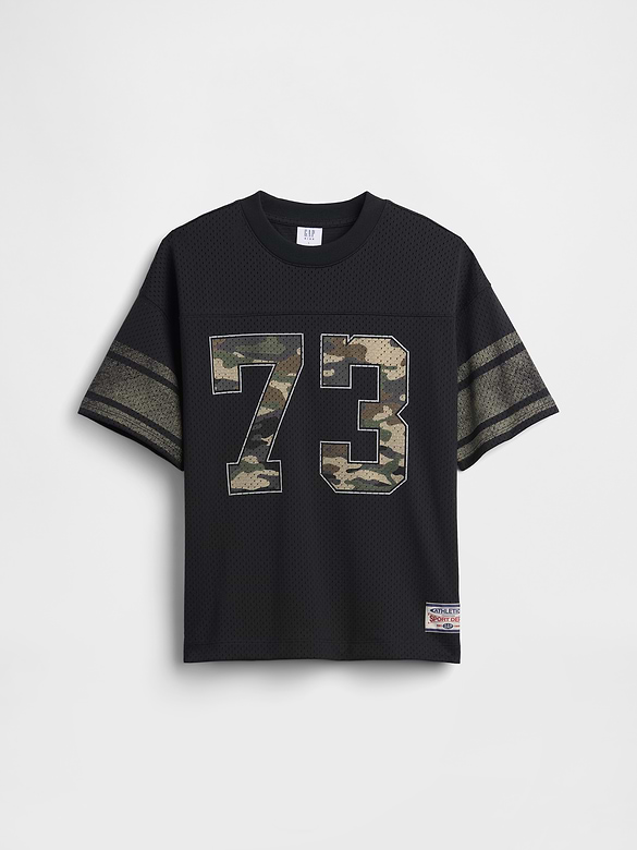 Kids Mesh Oversized Graphic Jersey T-Shirt
