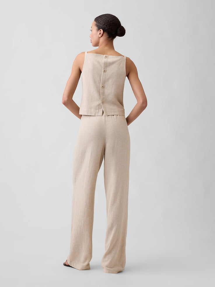 Image number 4 showing, Relaxed Linen-Blend Wide-Leg Pants
