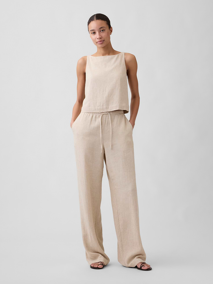 Image number 3 showing, Linen-Blend Apron Top