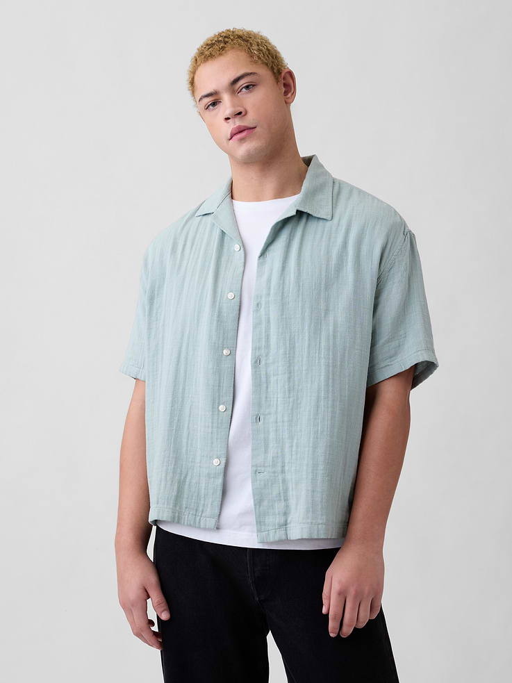 Image number 1 showing, Gauze Vacay Shirt in Boxy Fit