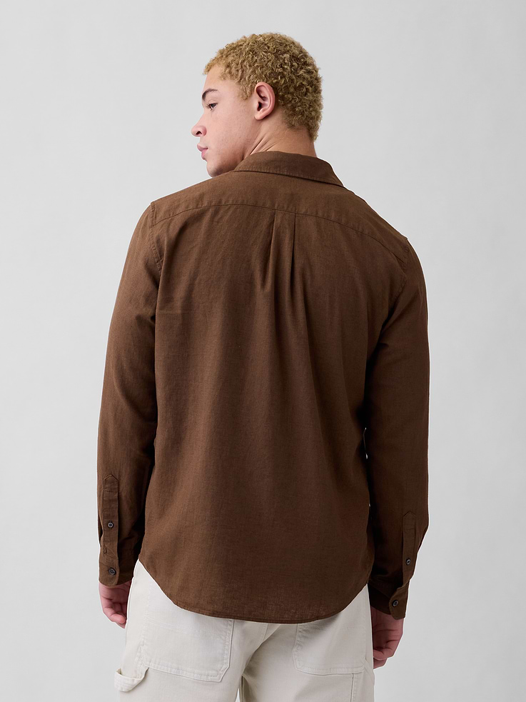 Image 2 of 5, Linen-Blend Shirt in Standard Fit