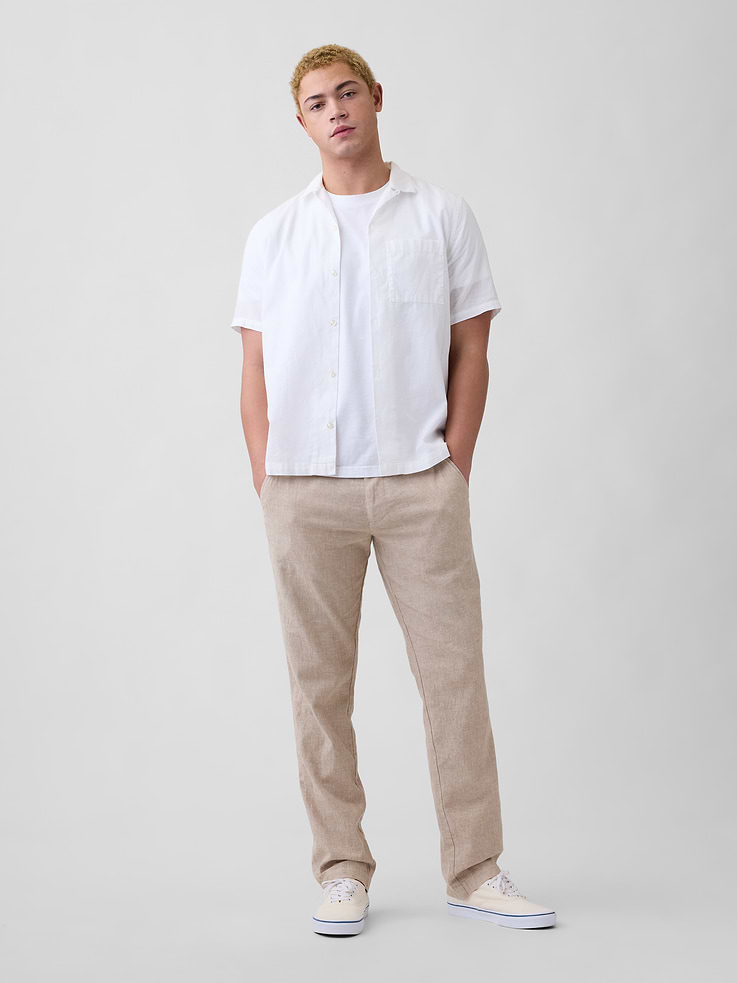 Image number 1 showing, Straight Linen-Blend Pants