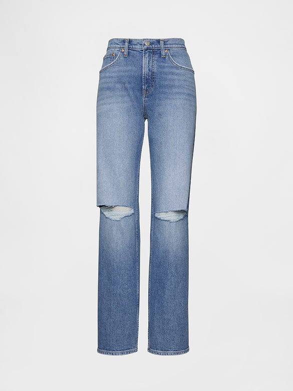 Mid Rise Relaxed Straight Jeans
