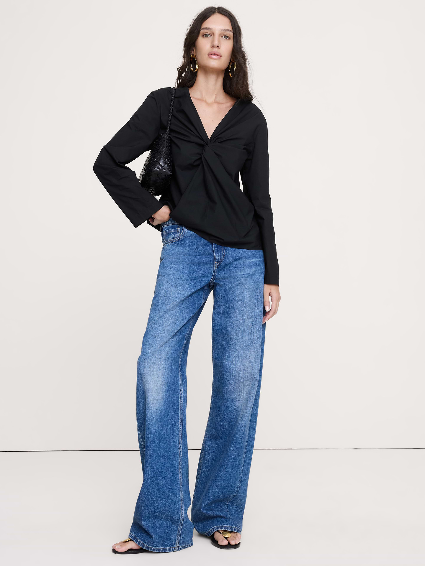 Image number 1 showing, Cotton Poplin Twist-Front Top