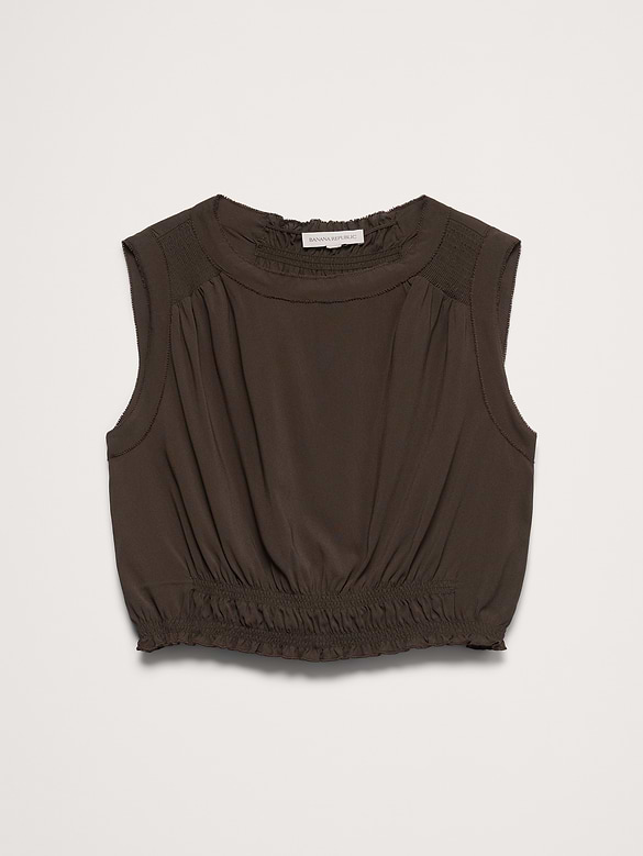 Smocked Georgette Cropped Tank