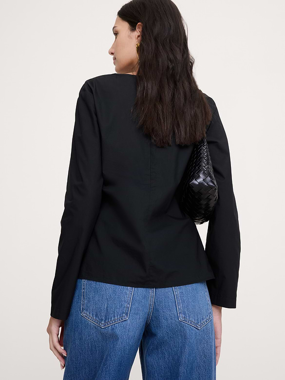 Cotton Poplin Twist-Front Top