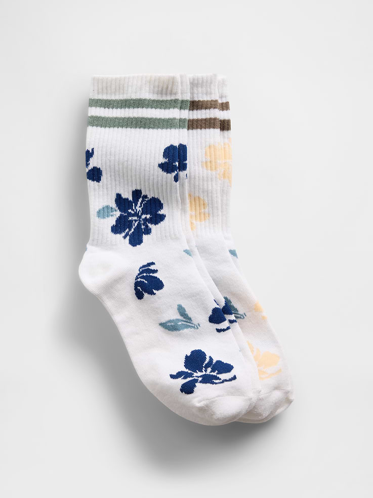 Image number 1 showing, Kids Varsity Floral Crew Socks