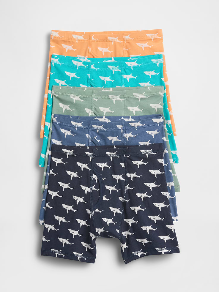Image number 1 showing, Kids Organic Stretch Cotton Boxer Briefs (5-Pack)
