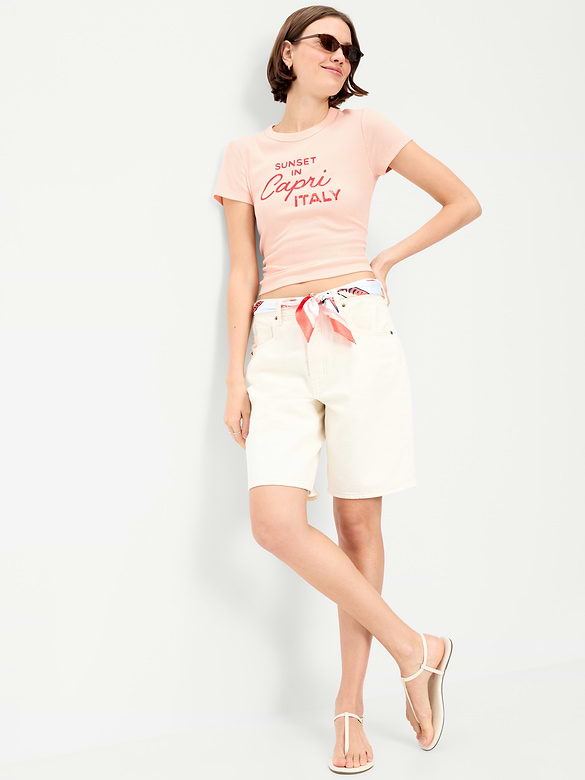 T-shirt moulant à imprimé