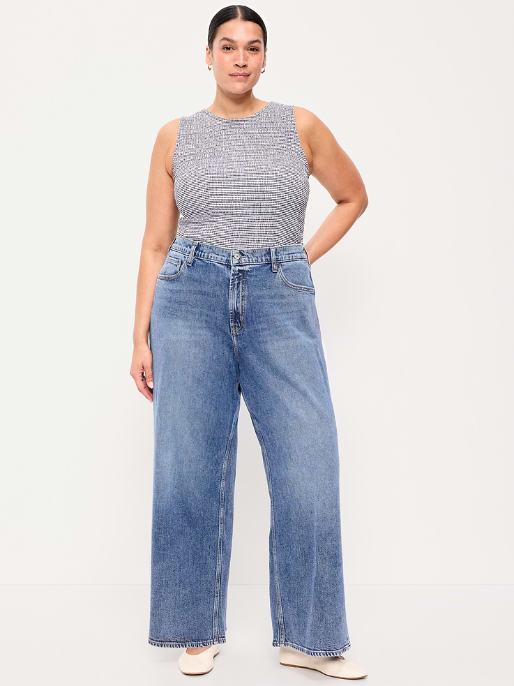 Image number 8 showing, High-Waisted Baggy Wide-Leg Stretch Jeans