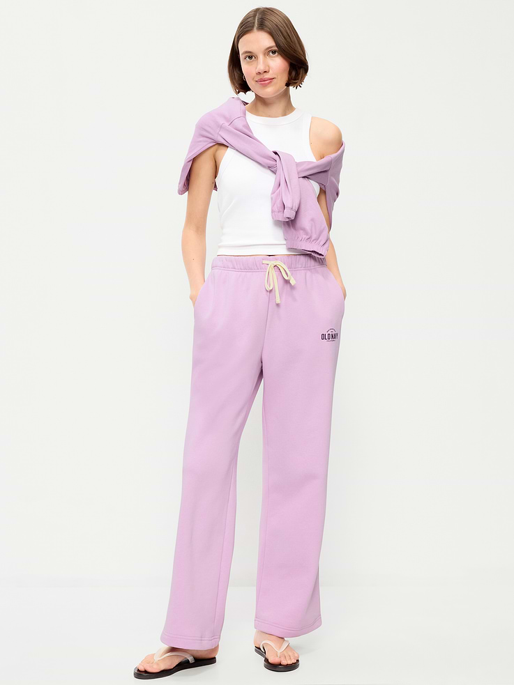 L'image numéro 1 présente Pantalon en coton ouaté Vintage à taille très haute à logo
