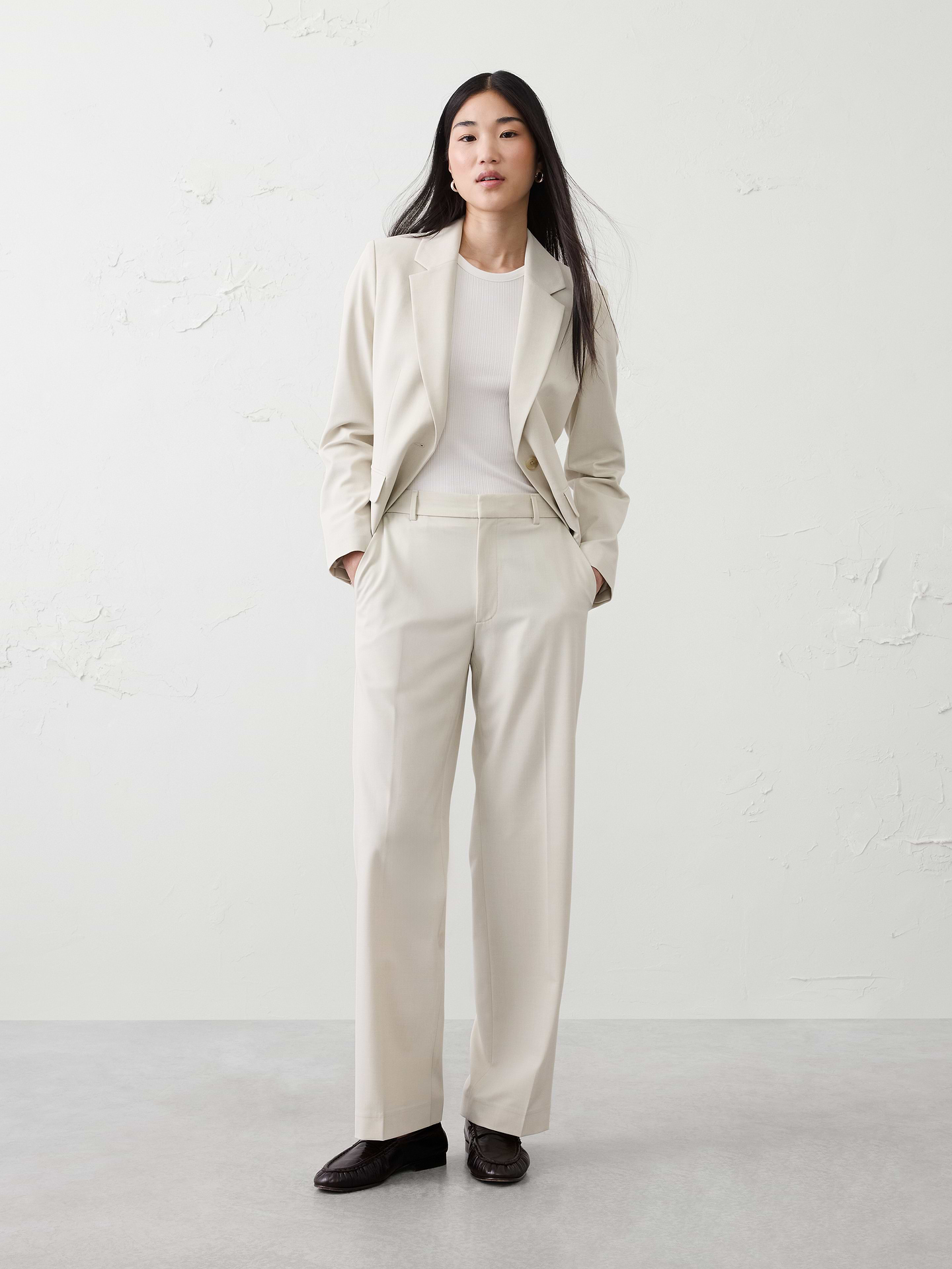 Image number 1 showing, Straight High-Rise Sculpted Trouser