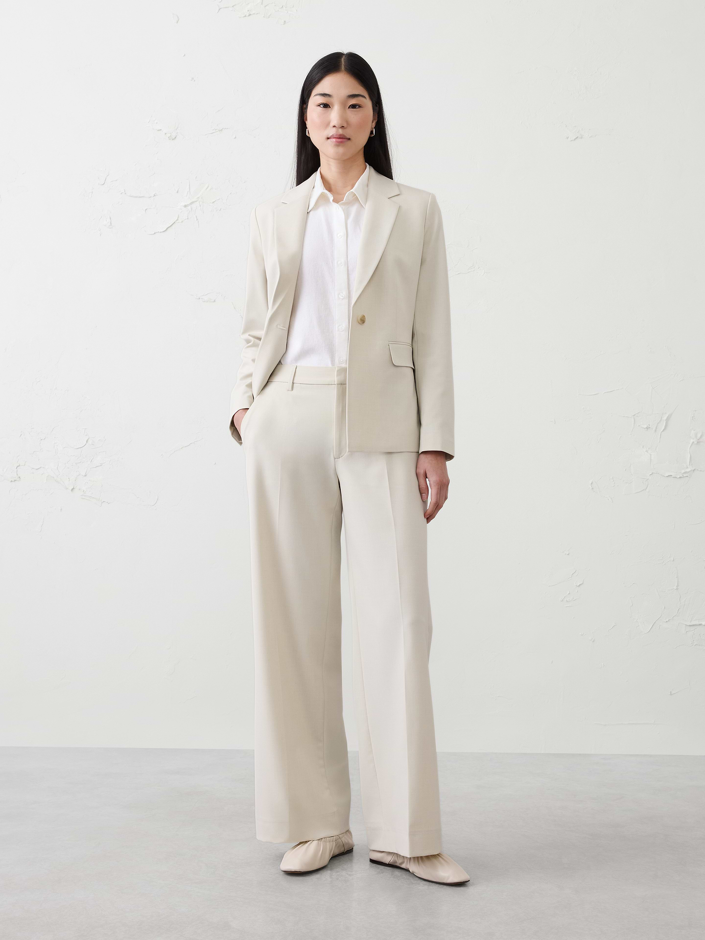 Image number 1 showing, Wide-Leg High-Rise Sculpted Trouser