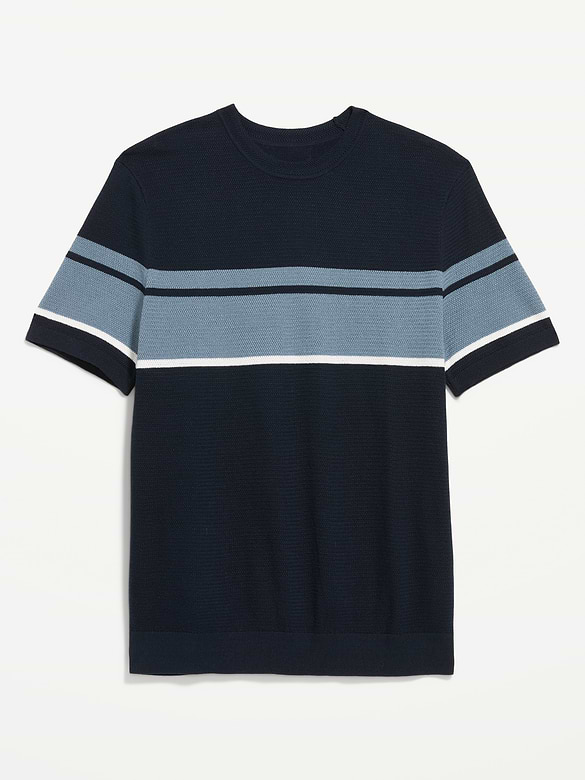 T-shirt décontracté en tricot à couleurs contrastées