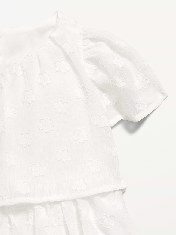 Short-Sleeve Textured Tiered Swing Dress for Toddler Girls