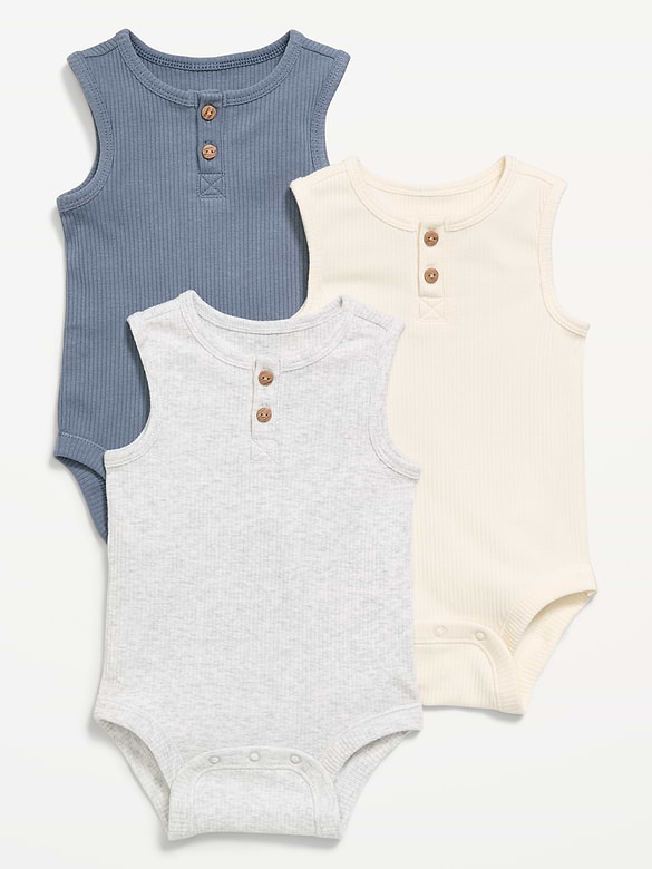 Cache-couche henley côtelé sans manches pour bébé (paquet de 3)
