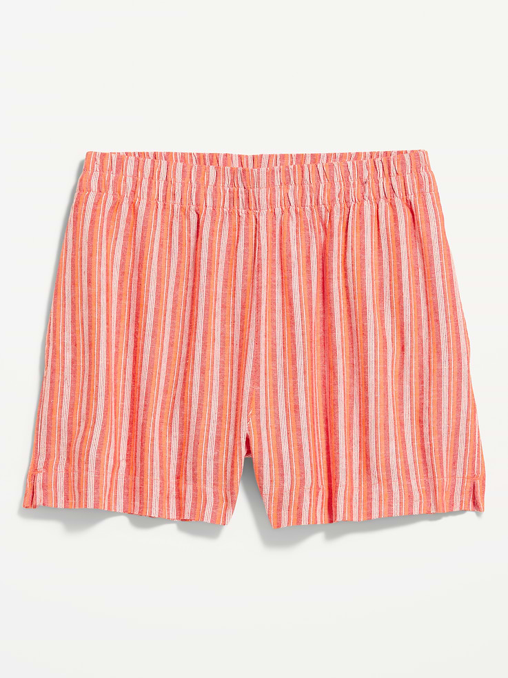 Image number 4 showing, High-Waisted Linen-Blend Shorts -- 3.5-inch inseam