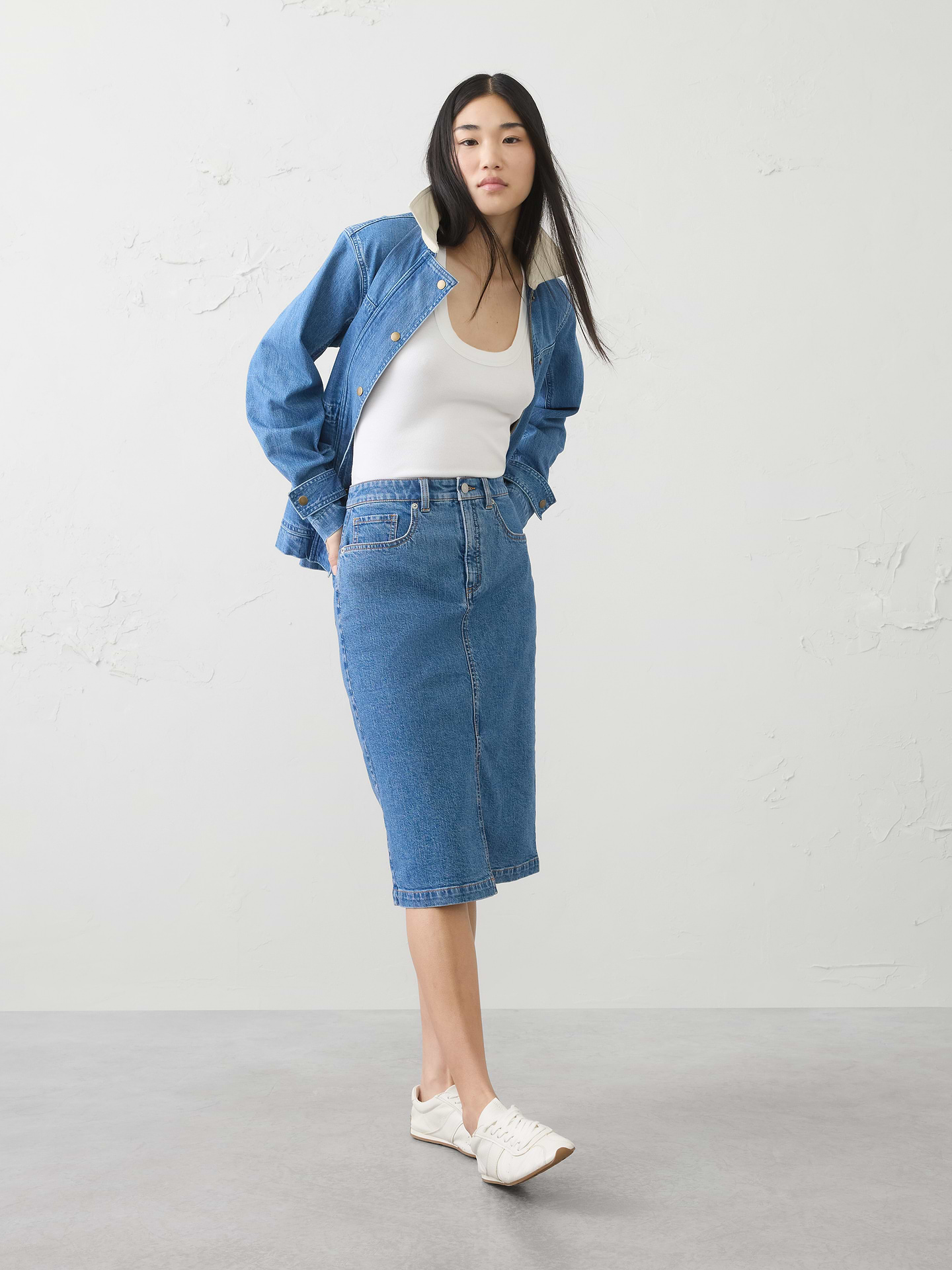 Image number 1 showing, Denim Pencil Skirt