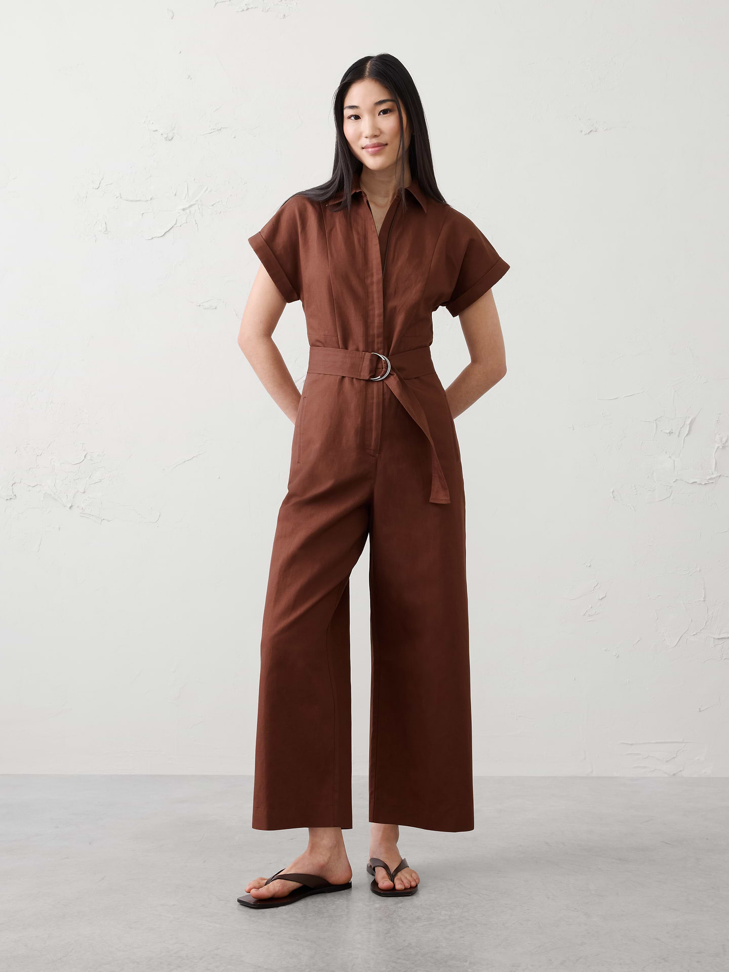 Image number 1 showing, Linen-Blend Jumpsuit