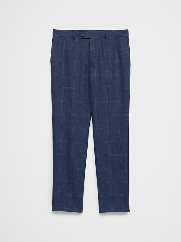 Linen-Blend Glen Plaid Suit Trouser