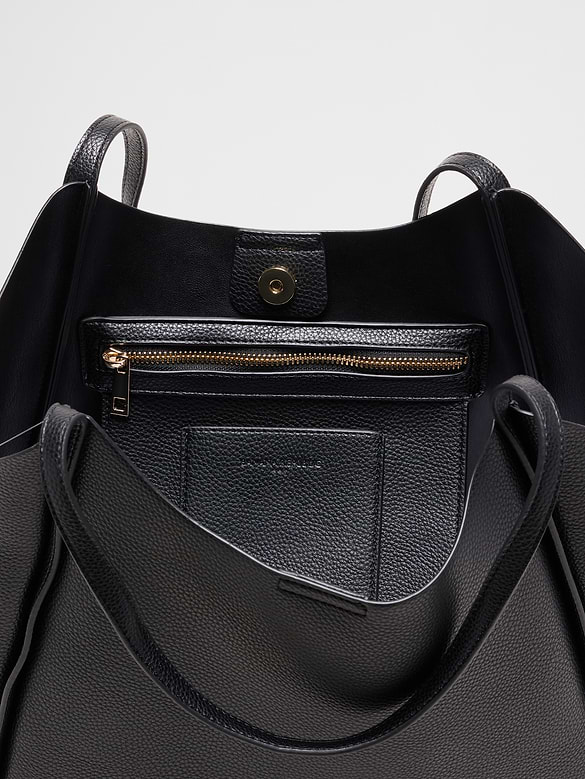 Vegan Leather Modern Bucket Tote